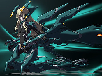 Mecha Girl, wings, anime, mecha, green HD wallpaper