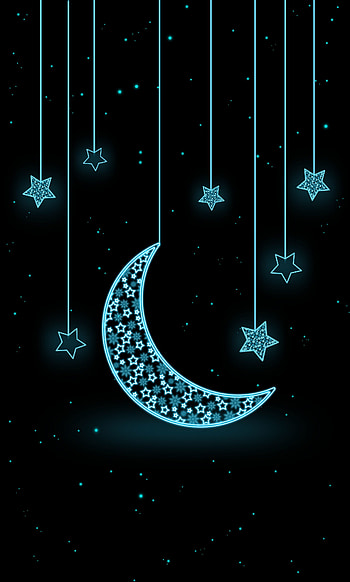 Art, Stars, Moon, Neon, Crescent HD phone wallpaper