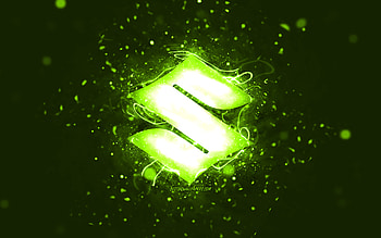Suzuki lime logo, , lime neon lights, creative, lime abstract background, Suzuki logo, cars brands, Suzuki HD wallpaper