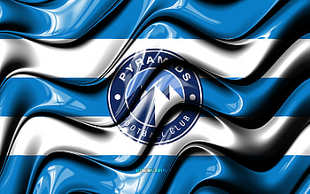 Pyramids FC flag, , blue and white 3D waves, EPL, egyptian football club, football, Pyramids FC logo, Egyptian Premier League, soccer, FC Pyramids HD wallpaper