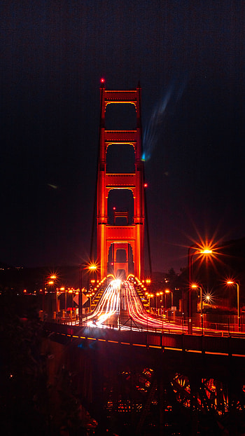 Night, Lights, Dark, Road, Bridge HD phone wallpaper