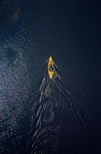 Water, View From Above, Miscellanea, Miscellaneous, Ocean, Boat, Canoe HD phone wallpaper