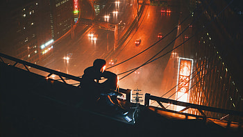 Looking At Cyber Nights, alone, artist, artwork, digital-art HD wallpaper
