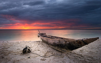 Wooden boat, Cloud, Boat, Seaside, Sand, Sea, Beaches, Sky HD wallpaper
