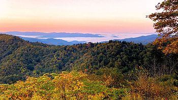 Great Smoky Mountains National Park at Sunrise, fall, tennessee, usa, landscape, colors, trees HD wallpaper