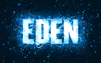 Happy Birtay Eden, , blue neon lights, Eden name, creative, Eden Happy Birtay, Eden Birtay, popular american male names, with Eden name, Eden HD wallpaper