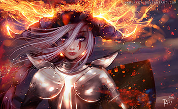 Fire Warrior Artwork, fantasy-girls, girls, artwork, artist, digital-art, deviantart HD wallpaper