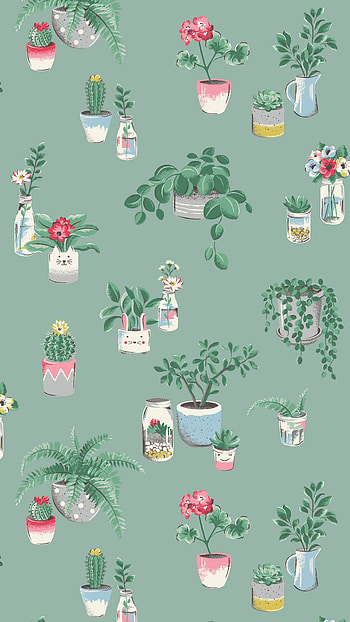 Charming Houseplant Pattern , houseplant, artistic, plant, pattern, botanical HD phone wallpaper