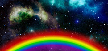 Rainbow, colorful, space, clouds, art HD wallpaper