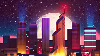 Synthcity, artist, artwork, art, digital-art, cityscape, colorful, deviantart HD wallpaper