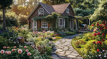 Charming Cottagecore Retreat | Ultra, cottage, cottagecore, garden, flower, path HD wallpaper
