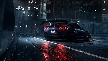 Nissan GTR, Raining beauty, Bokeh lights, Night street magic HD wallpaper