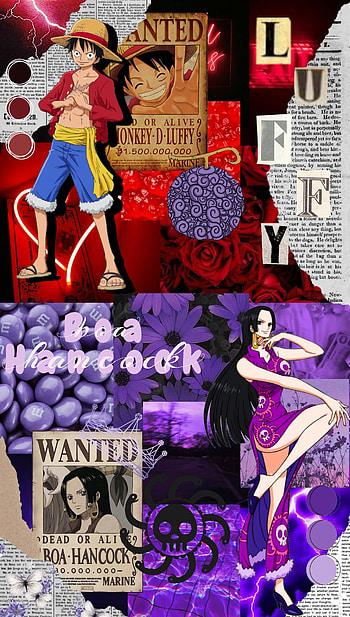Luffy & Boa, red, Anime, Boa H, purple, One Piece HD phone wallpaper