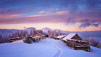 Winter Cabin, Nature, Winter, snow, Cabin HD wallpaper