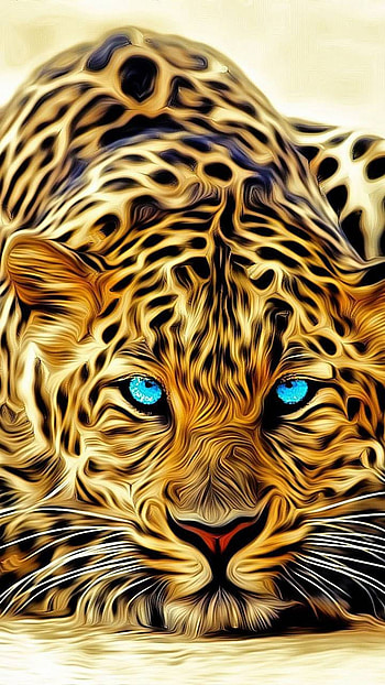 CGI Leopard, CGI, blue eyes, Animal, leopard HD phone wallpaper