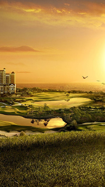 building, golf, decline, evening, cool, original, fields HD phone wallpaper