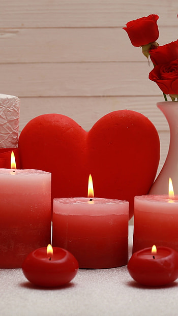 Candles, Red Heart, Valentines Day HD phone wallpaper