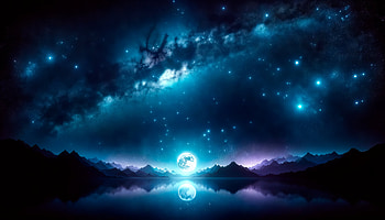 Moonlit Starry Sky Reflection, starry sky, moon, reflection HD wallpaper