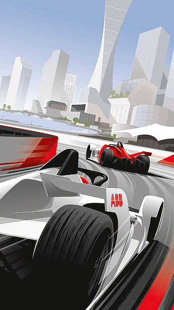 Race Track, F1 Cars, Digital Art, Xperia HD phone wallpaper
