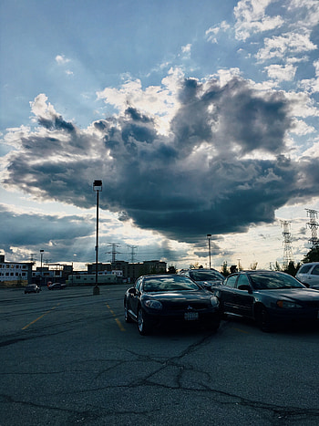 Clouds, Cars, City, Evening HD phone wallpaper