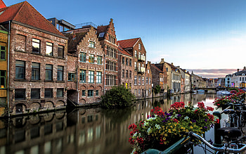 Gent morning sunrise, Beautiful cityscape, High-quality , Belgium HD wallpaper