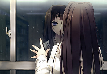 Ayase Sayuki, kantoku, sad, anime, anime long hair, original, brown hair, pretty girl, dengeki hime HD wallpaper