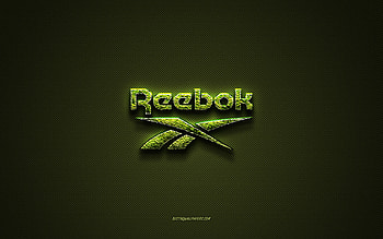 Reebok logo, green creative logo, floral art logo, Reebok emblem, green carbon fiber texture, Reebok, creative art HD wallpaper