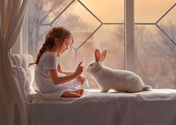 be nice and good..., girls, girl, animals, rabbit HD wallpaper