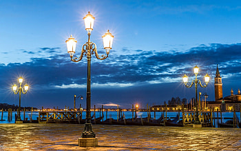 Cities, Night, Italy, Venice, Lights, Shore, Bank, Lanterns, Tile HD wallpaper