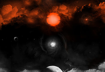 Dark, space, fantasy, moon, clouds HD wallpaper