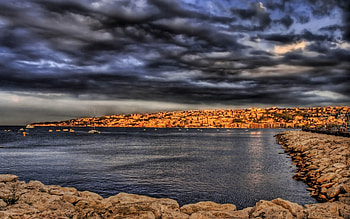 Nature, Stones, Sky, Sea, Clouds, Pier HD wallpaper