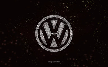 Volkswagen glitter logo, , black background, Volkswagen logo, white glitter art, Volkswagen, creative art, Volkswagen white glitter logo HD wallpaper