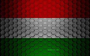 Hungary flag, 3d hexagons texture, Hungary, 3d texture, Hungary 3d flag, metal texture, flag of Hungary HD wallpaper