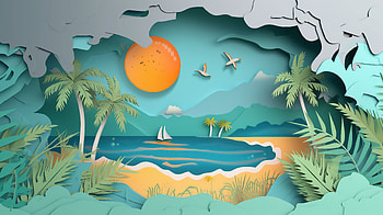 Tropical Paradise Dream Vacation, dream vacation, beach, paper art, tropical HD wallpaper