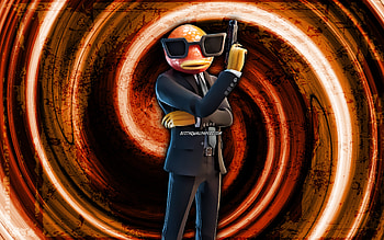 Contract Giller, orange grunge background, Fortnite, vortex, Fortnite characters, Contract Giller Skin, Fortnite Battle Royale, Contract Giller Fortnite HD wallpaper