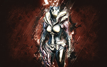 Saryn, Warframe, burgundy stone background, Warframe characters, Saryn Warframe, Saryn skin, creative art HD wallpaper