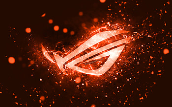 Rog orange logo, , orange neon lights, Republic Of Gamers, creative, orange abstract background, Rog logo, Republic Of Gamers logo, Rog HD wallpaper