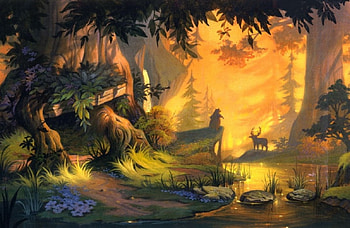 Brother Bear, artwork, painting, deer, trees, forest HD wallpaper