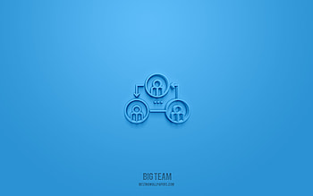 Big team 3d icon, blue background, 3d symbols, Big team, business icons, 3d icons, Big team sign, business 3d icons HD wallpaper
