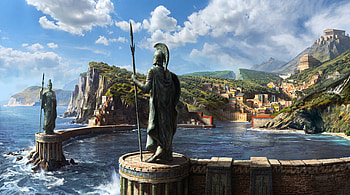 Ancient Hellenic Coastal Port City Lord of The Rings Inspired Artwork, The Lord Of The Rings HD wallpaper