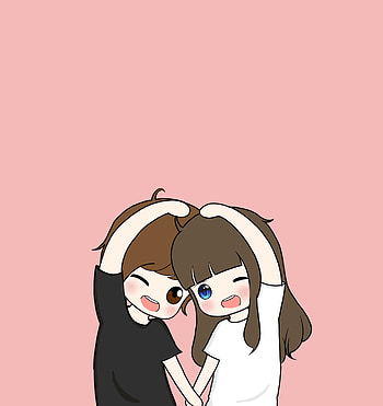 Cute chibi couple, love, anime, heart HD phone wallpaper