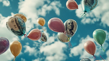 Floating Wealth: A Ultra on Money and Inflation, money, inflation, balloon, cloud, celebration HD wallpaper