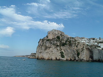 Coast Puglia, Italy, sea, grey, clouds, sky, rock HD wallpaper