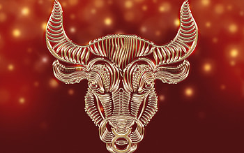 Zodiac ~ Taurus, zodiac, red, cow, taurus, golden, fantasy HD wallpaper