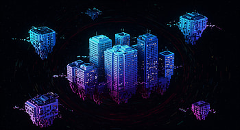Floating Buildings : Futuristic Cityscape in Midair, cityscape, futuristic, neon lights, building HD wallpaper