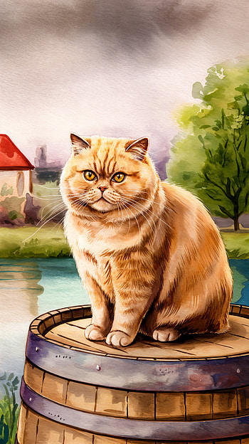 Charming British Shorthair: A Perfect , cat, orange (Color), illustration HD phone wallpaper