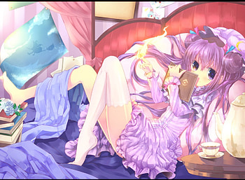 Patchouli Knowledge, touhou, bed, anime, dress HD wallpaper