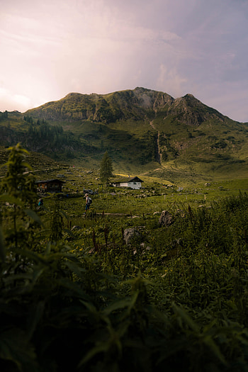 Nature, Grass, Mountains, House, Hill HD phone wallpaper