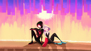 Miles Morales X Gwen Stacy Side By Side, miles-morales, spiderman, gwen-stacy, superheroes, artwork, art, digital-art, artist, deviantart HD wallpaper