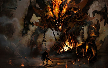 Upcoming Battle, battle, cool, monster, fire, warrior HD wallpaper